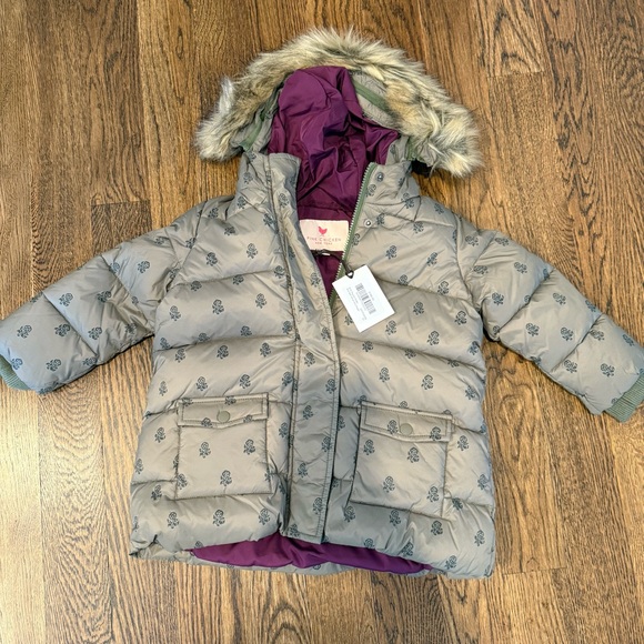 New with tags 100% down pink chicken jacket, size 2 - Picture 1 of 5
